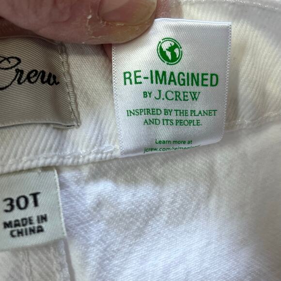 J Crew Re-Imagined High Waisted Cropped White Denim Jeans Size 30 Tall - Picture 8 of 11